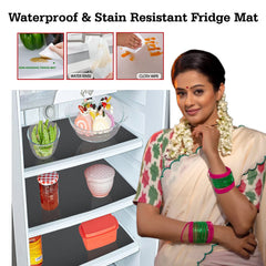 Kuber Industries Fridge Mats|PVC Floral Embossed Refrigerator Drawer Mat|Waterproof & Stain Resistant Fridge Mat Perfect for Home & Kitchen|Set of 6 (Gray)