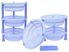 Kuber industries Plastic 2 Pieces 3 Layer Multi-Purpose Kitchen Storage Basket Rack (Blue)-CTKTC25189