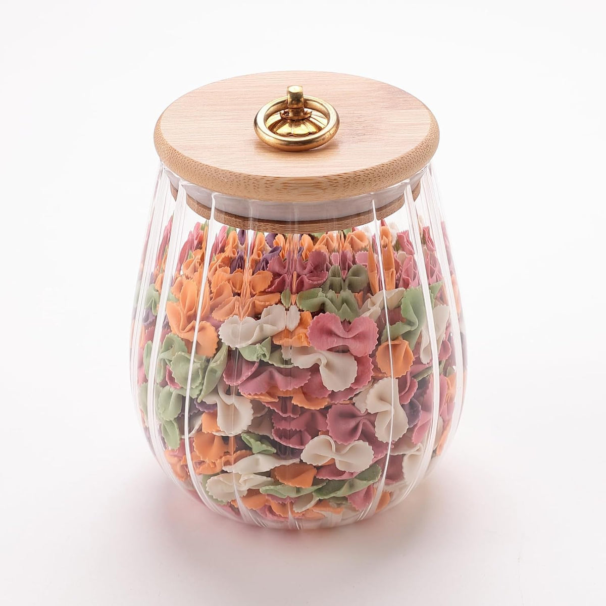 Urbane Home Glass Jar | Multi-Utility Kitchen Organizer | Airtight Bamboo Lid | Food Storage Jar with Metal Loop | Cookies Storage Jar | 680 ML | LP012 | Transparent