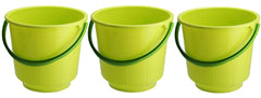 Kuber Industries 3 Pieces Unbreakable Strong Plastic Bathroom Bucket 13 LTR (Green) -CTKTC037878
