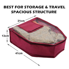 Kuber Industries Blouse Cover | Non Woven Foldable Wardrobe Organizer For Woman | Cloth Organizer Top Transparent & One Small Pocket | Pack of 6 | Maroon