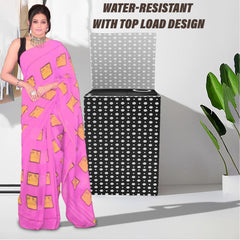 Heart Home Washing Machine Cover | Dot Print Washing Machine Cover | PVC | Top Load Semi-Automatic Washing Machine Cover | Black