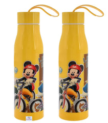 Heart Home Mickey Mouse & Friends Printed BPA Free Food Grade Insulated Water Bottle For Kids-600ml, Pack of 2(Yellow)