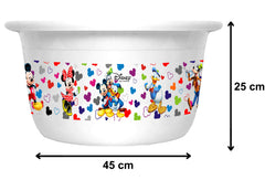 Kuber Industries Disney Team Mickey Print Unbreakable Plastic Multipurpose Bath Tub/Washing Tub 25 LTR (White) -HS_35_KUBMART17458