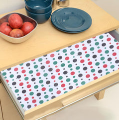 Heart Home Shelf Liner | EVA Kitchen Cabinet Shelf Mat | Anti-Slip Bathroom Mat | Fridge Mat | Table Mat | Multi Dot Print Wardrobe Mat | 3 Meter | Pack of 2 | White