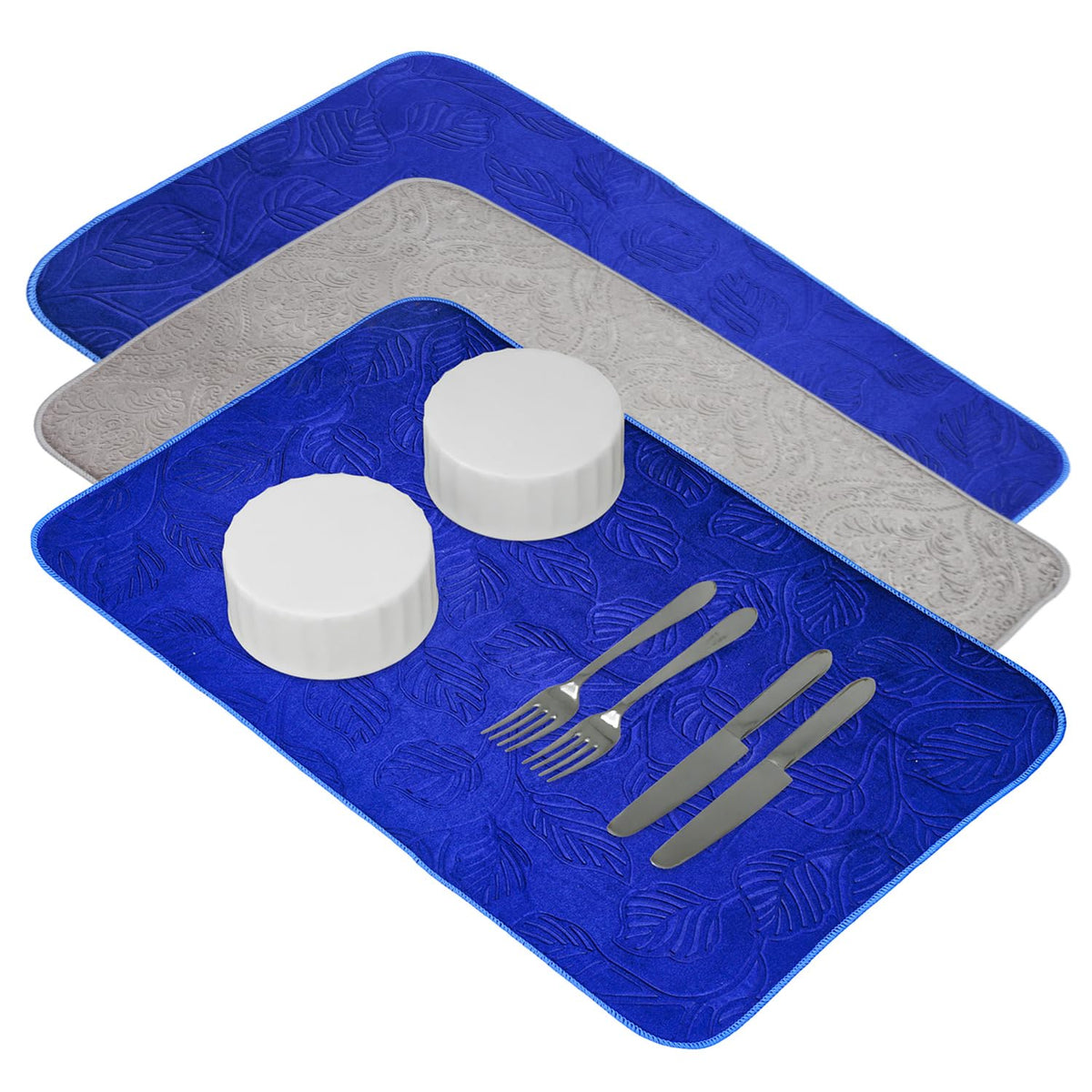 Kuber Industries Dish Dry Mat | Microfiber Self Drying Mat | Kitchen Drying Mat | Water Absorbent Kitchen Mat | Embossed Dish Dry Mat | 50x70 | Pack of 3 | Multicolor