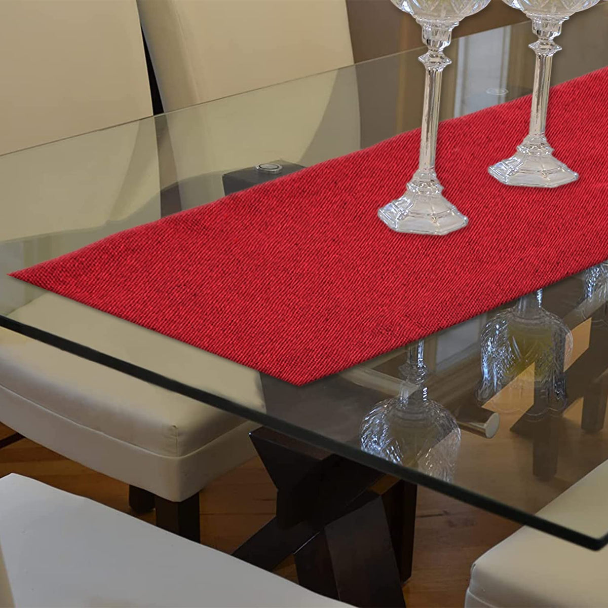 Kuber Industries Jute Table Runner for Home Décor 36" x 12" (Maroon)