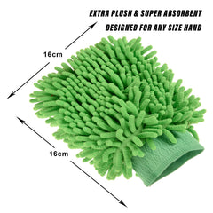 Heart Home Chenille Mitts|Microfiber Cleaning Gloves|Inside Waterproof Cloth Gloves|100 Gram Weighted Hand Duster|Chenille Gloves for Car|Glass|Pack of 5 (Green)