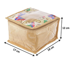 Kuber Industries Flower Design Laminated PVC Jewelry Organiser|Jewelry Storage Bags for Necklace, Earrings, Rings, Bracelet With 10 Transparent Pouches (Gold)-HS43KUBMART25844