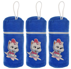 Kuber Industries Cartoon Printed Velvet Newborn Baby Feeding Bottle Cover, Pack of 3 (Blue)