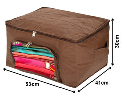 Kuber Industries Non-Woven Living Box, Underbed Storage, Cloth Storage Boxes for Wardrobe With Window (Blue) 54KM4093