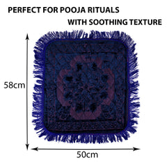Heart Home Prayer Mat | Velvet Aasan Mat | Meditation Prayer Pooja Carpet Mat | Aasan Mat for Pooja | Self Pooja Prayer Mat | Traditional Aasan Prayer Mat | Pack of 2 | Blue