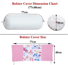 Kuber Industries Cotton Floral Print Attractive Bolster Cover with Drawstring for Home Décor,Set of 2 (White)