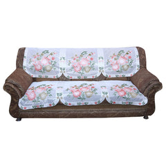 Kuber Industries 6 Piece Cotton 5 Seater Sofa Cover Set - Cream