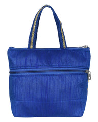 Kuber Industries Polyester Elephant Print Hand Bag For Women/Girls With Handle Pack of 2 (Blue & Yellow) 54KM4037