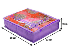 Heart Home Non-Woven Foldable Single Saree Cover, Wardrobe Organiser With Tranasparent Top- Pack of 3 (Purple)-44HH0336