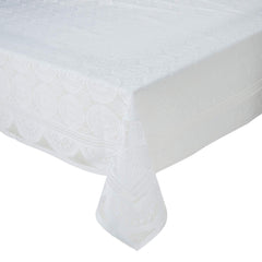 Kuber Industries 6 Seater Dining Table Cover|Circle Design & Cotton Material|Heat Resistant, Size 228 x 152 CM (White) - CTKTC22312