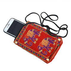 Kuber Industries Embroided Velvet Mobile Cover with Sari Hook, Multicolor (BG0164)