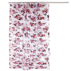 Heart Home PVC Waterproof Flower Print Shower Curtain for Bathroom with 8 Rings,7 Feet (Brown)