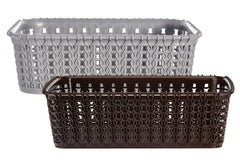Heart Home Multipurposes Small M 15 Plastic Basket, Organizer for Kitchen, Countertops, Cabinets, Bathrooms Without Lid- Pack of 2 (Grey & Brown) -46KHH0126,Standard