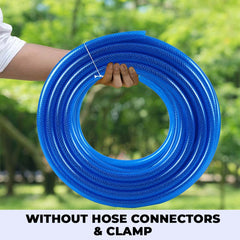 Kuber Industries Basic PVC with Nylon Braided Water Pipe 15 Meter|Multi-Utility Water Pipe for Garden, Car Cleaning & Pet Cleaning|Heavy Duty & Leak Proof Hose Pipe|Blue |