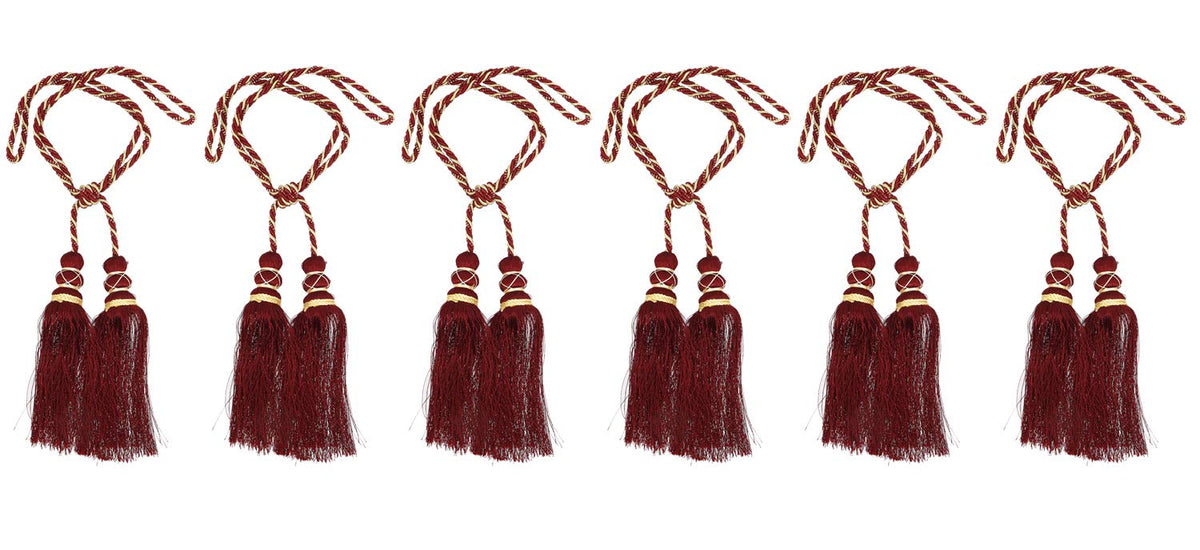 Kuber Industries Polyester 6 Pieces Curtain Tie Back Tassel Set (Maroon) CTKTC33505