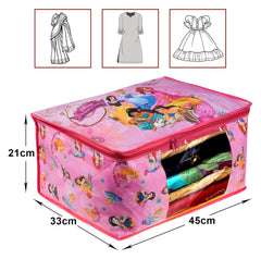 Kuber Industries Disney Princess Saree Cover | Saree Cover For Woman | Wardrobe Organizer for Travel | Saree Cover with Transparent window | Large | Pink