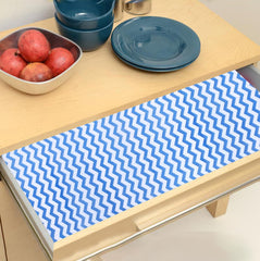 Heart Home Shelf Liner | EVA Kitchen Cabinet Shelf Mat | Anti-Slip Bathroom Mat | Fridge Mat | Table Mat | Zig Zag Design Wardrobe Mat | 1.5 Meter | Pack of 2 | Blue