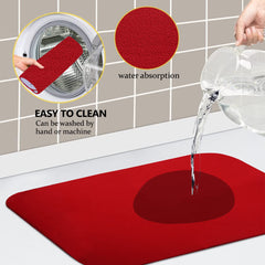 Kuber Industries Dish Dry Mat | Microfiber Drying Mat | Kitchen Drying Mat | Reversible Mat | Kitchen Absorbent Mat | Dish Dry Mat for Kitchen | 38x50 | Pack of 2 | Red