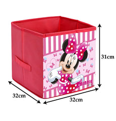 Heart Home Non-Woven Minnie Print Flodable Storage Box/Wardrobe Organizer For Home Decor, Pack of 2 (Pink) 54HH4243.