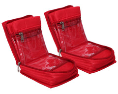 Kuber Industries Portable Jewellery Organizer With 4 Tranasparent Pockets, Set of 2 (Red)-HS_38_KUBMART21225