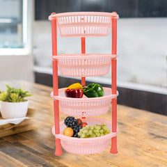 Kuber industries Plastic 4 Layer Multi-Purpose Kitchen Storage Basket Rack (Beige)-CTKTC25206