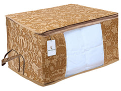Kuber Industries Rectangular Underbed Storage Bag, Storage Organizer, Blanket Cover Set of 2 (Beige)