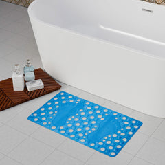 Heart Home Bath Mat | PVC Bathroom Mat | Shower Bath Mat | Hole Bath Tub Mat | Foot Massager Mat | Anti-Skid Shower Mat with Drain Holes | Blue
