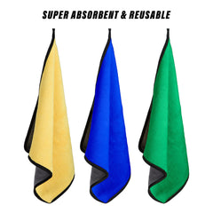 Kuber Industries Cleaning Towel|Microfiber Reusable Cloths|Highly Absorbent Washable Towel for Kitchen with Hanging Loop|Car|Window|40x40 Cm|Pack of 3 (Multi)