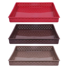 Kuber Industries Storage Tray|Versatile Plastic Storage Organizer|Rectangular Tray for Kitchen Storage|Storage Tray for Office|ALEXA-15|Pack of 3 (Multicolor)