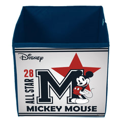 Kuber Industries Disney Star Mickey Print Durable & Collapsible Square Storage Box|Clothes Organizer With Handle,Pack of 3 (Navy Blue)
