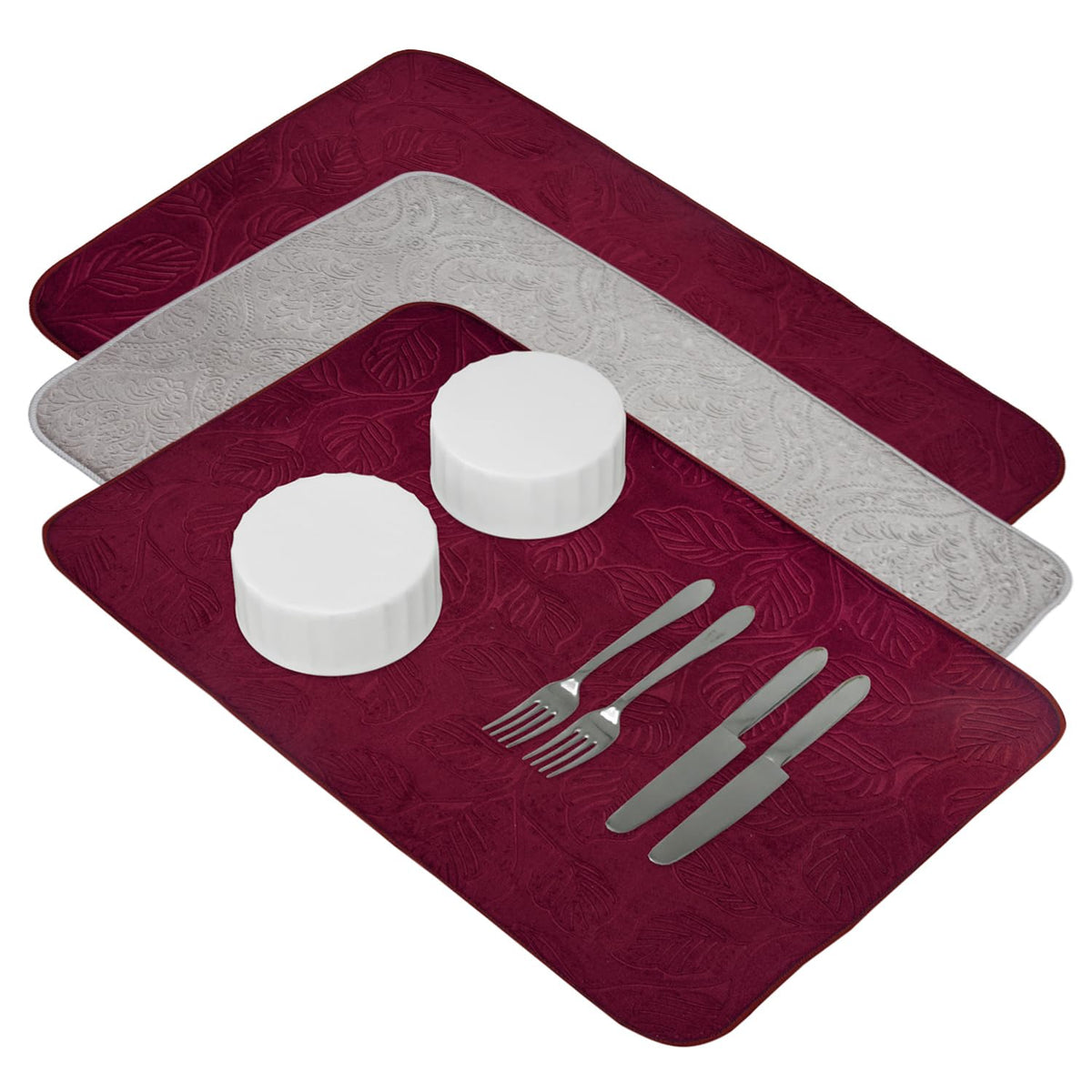 Kuber Industries Dish Dry Mat | Microfiber Self Drying Mat | Kitchen Drying Mat | Water Absorbent Kitchen Mat | Embossed Dish Dry Mat | 38x50 | Pack of 3 | Multicolor