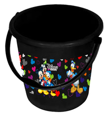 Kuber Industries Disney Team Mickey Print Unbreakable Virgin Plastic Strong Bathroom Bucket,18 LTR (Black)