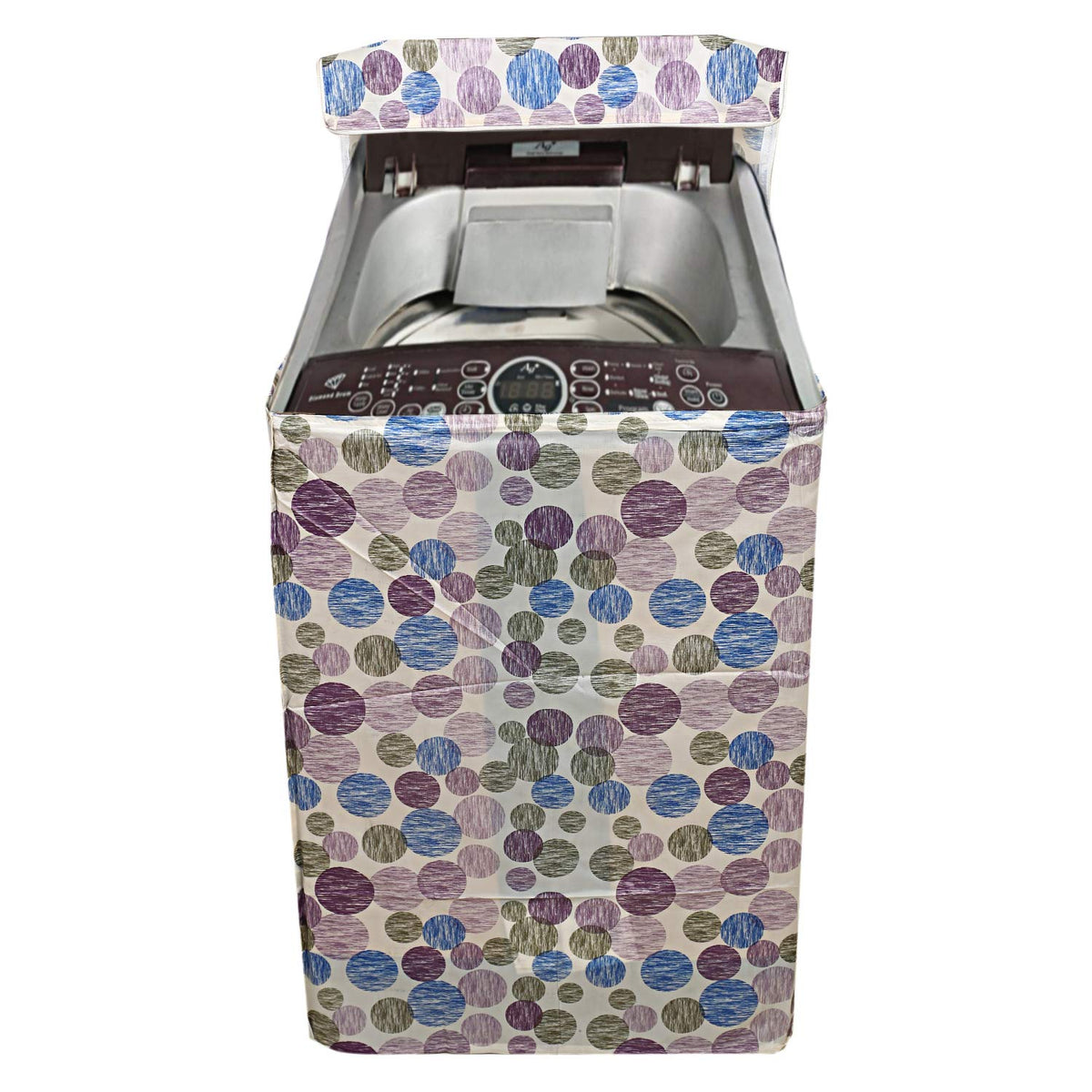 Kuber Industries Circle Design PVC Top Load Fully Automatic Washing Machine Cover - Multicolour