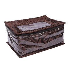 Kuber Industries Laminated Satin Locker Jewellery Kit (Brown), 12 Pouches-CTKTC025666