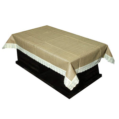 Kuber Industries Checkered PVC 6 Seater Dining Table Cover - Brown