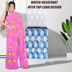 Heart Home Washing Machine Cover | Sun Flower Print Washing Machine Cover | PVC Top Load Semi-Automatic Washing Machine Cover | Blue