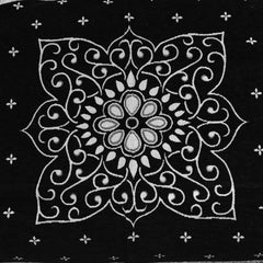 Heart Home Rangoli Printed Velvet 4 Seater Center Table Cover,40"x60" (Black)-44HH0111