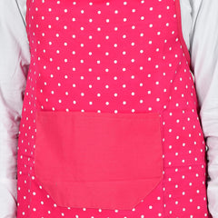 Kuber Industries Dot Printed Oil Stain Resistant Cooking Kitchen Apron for Men Women with 1 Front Pocket (Pink)-50KM0724