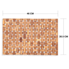 Kuber Industries Bamboo Design Wooden 6 Piece Dining Table Placemat Set - Brown