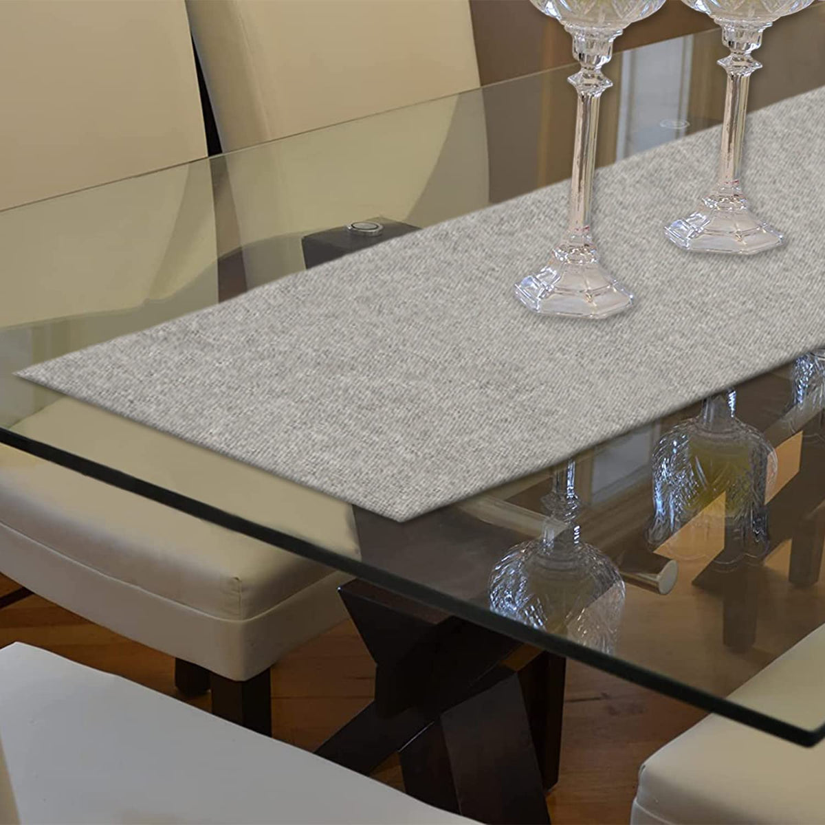 Kuber Industries Jute Table Runner for Home Décor 36" x 12" (Grey)