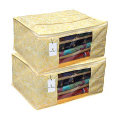 Kuber Industries 2 Piece Non Woven Saree Cover Set, Gold,Large Size -CTKTC6351