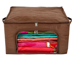 Kuber Industries Non-Woven Living Box, Underbed Storage, Cloth Storage Boxes for Wardrobe With Window (Blue) 54KM4093
