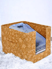 Heart Home Metallic Flower Printed Multiuses Non-Woven Closet Organizer With Handles (Brown) -HS43HEARTH26437